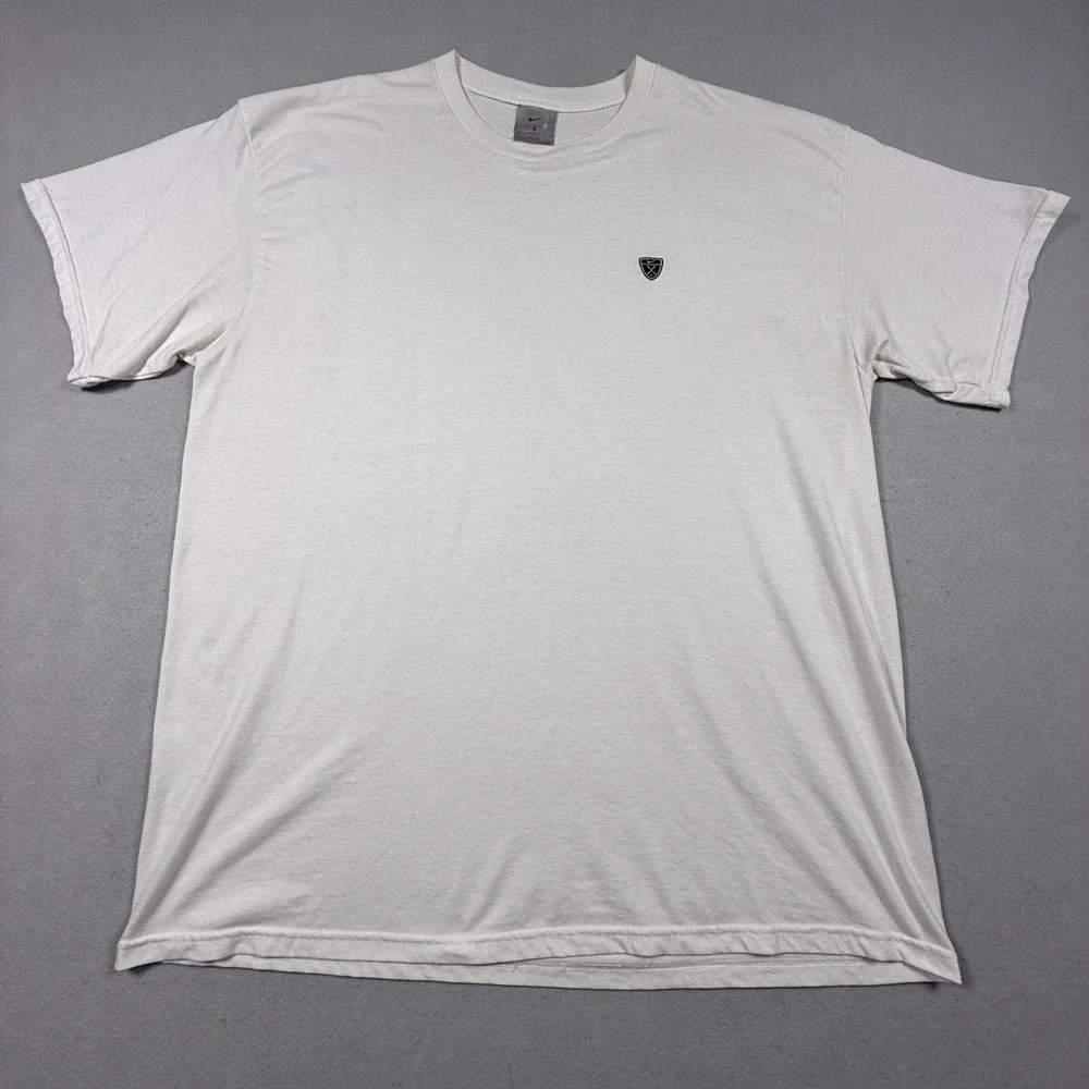 Nike Golf Mens XXL White Short Sleeve Embroidered Crest Logo T-Shirt Made in USA